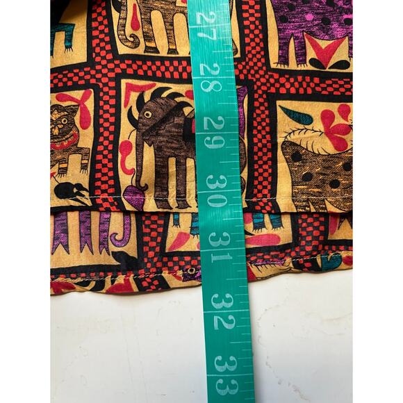 Vintage 90's Silk Club Button Up Shirt Mens M Red Animal Print Retro Classic - Picture 10 of 10